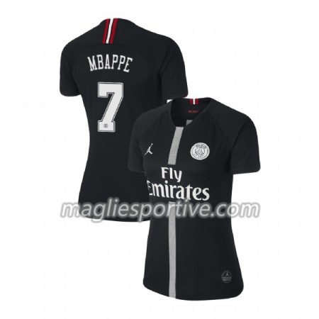 Completo Calcio Paris Saint Germain Mbappe 7 Jordan Nero Donna Divisa Terza 2018/2019